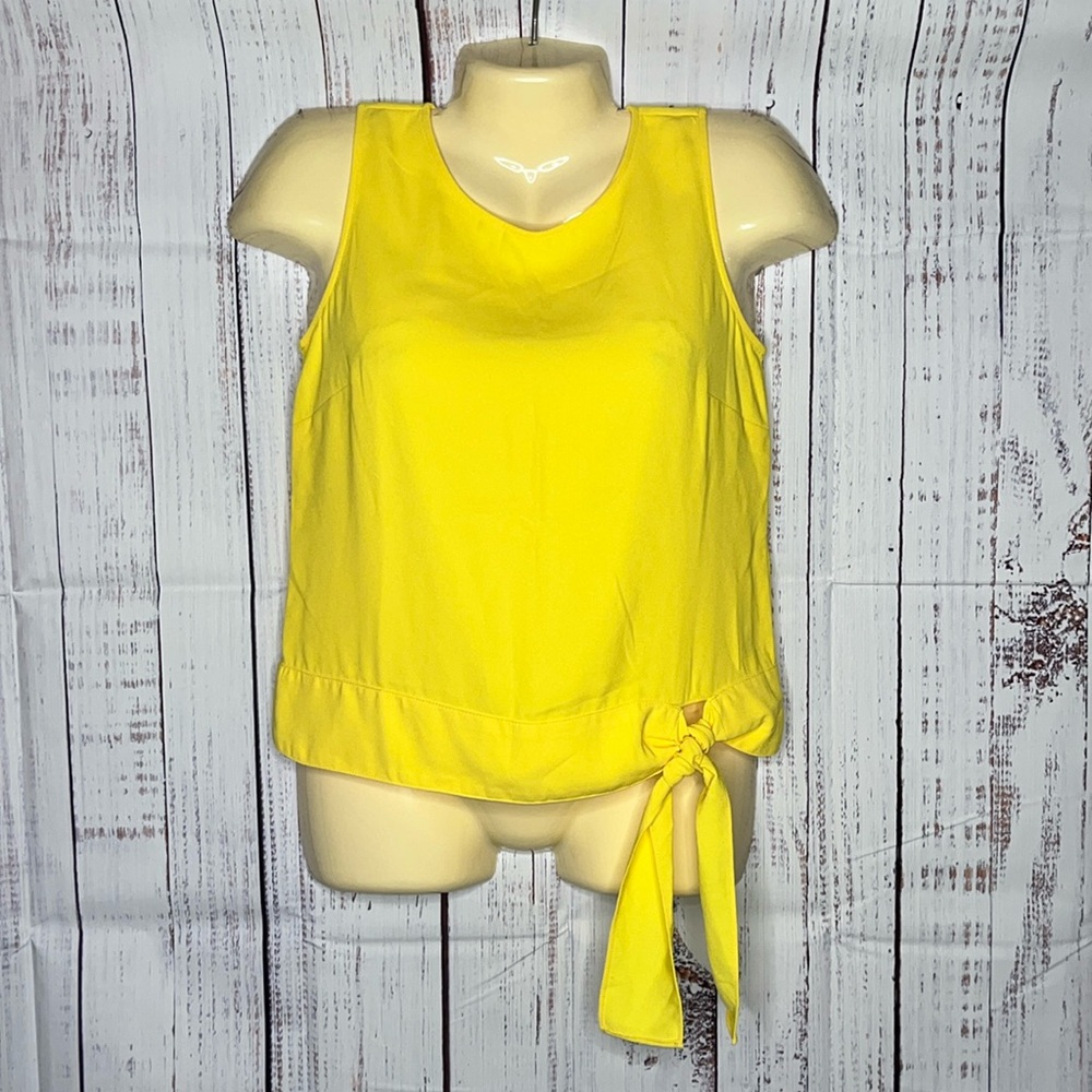 Talbots Petites NWT Size 2P Bright Yellow Tie Hemline Tank Top Blouse